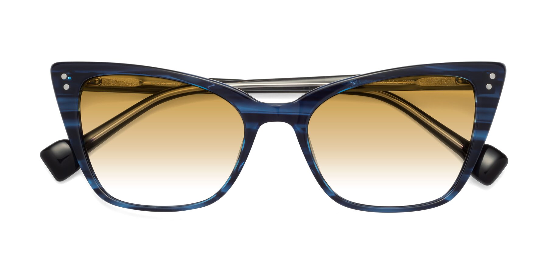 Folded Front of 1491 in Stripe Blue with Champagne Gradient Lenses