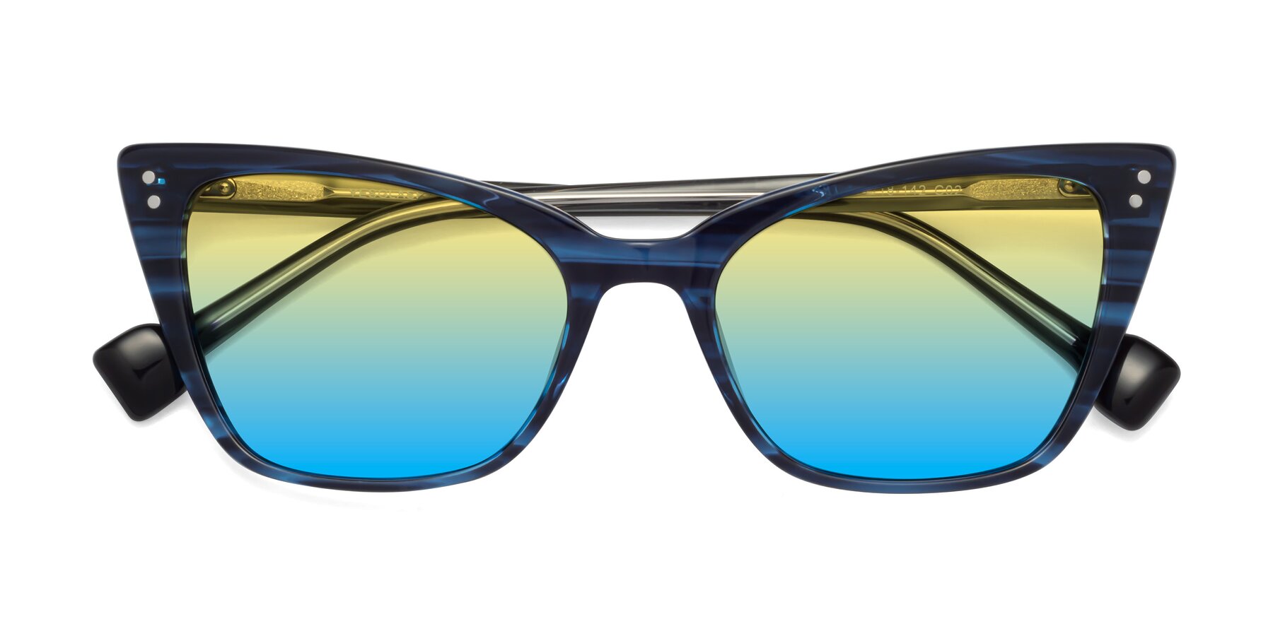 Folded Front of 1491 in Stripe Blue with Yellow / Blue Gradient Lenses