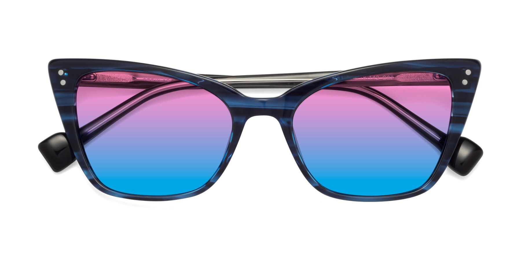 Folded Front of 1491 in Stripe Blue with Pink / Blue Gradient Lenses