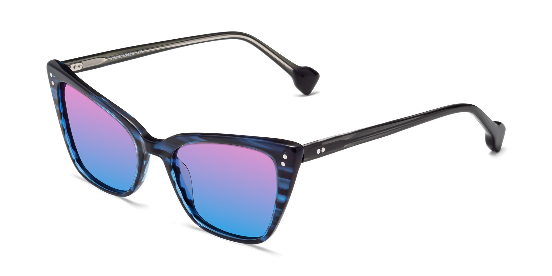 Angle of 1491 in Stripe Blue with Pink / Blue Gradient Lenses