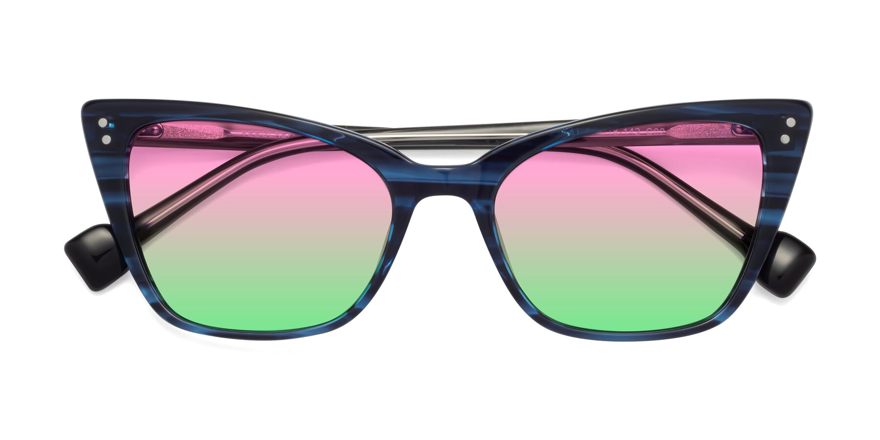 Folded Front of 1491 in Stripe Blue with Pink / Green Gradient Lenses