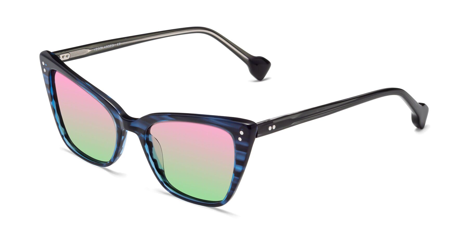 Angle of 1491 in Stripe Blue with Pink / Green Gradient Lenses
