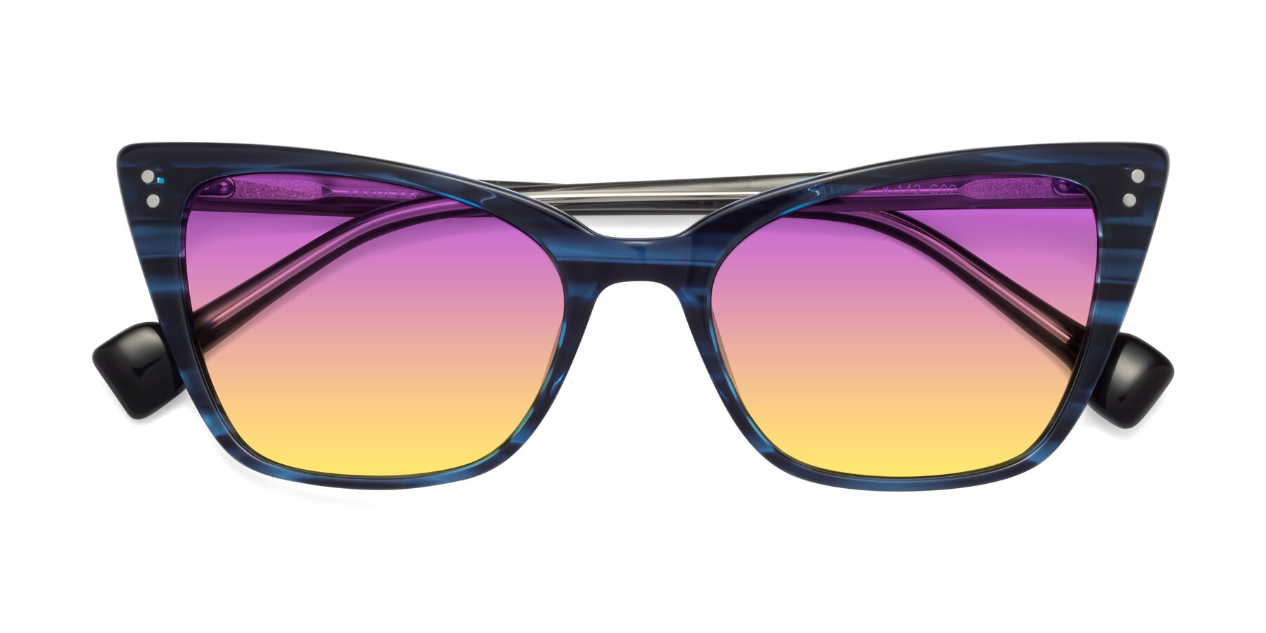 Folded Front of 1491 in Stripe Blue with Purple / Yellow Gradient Lenses