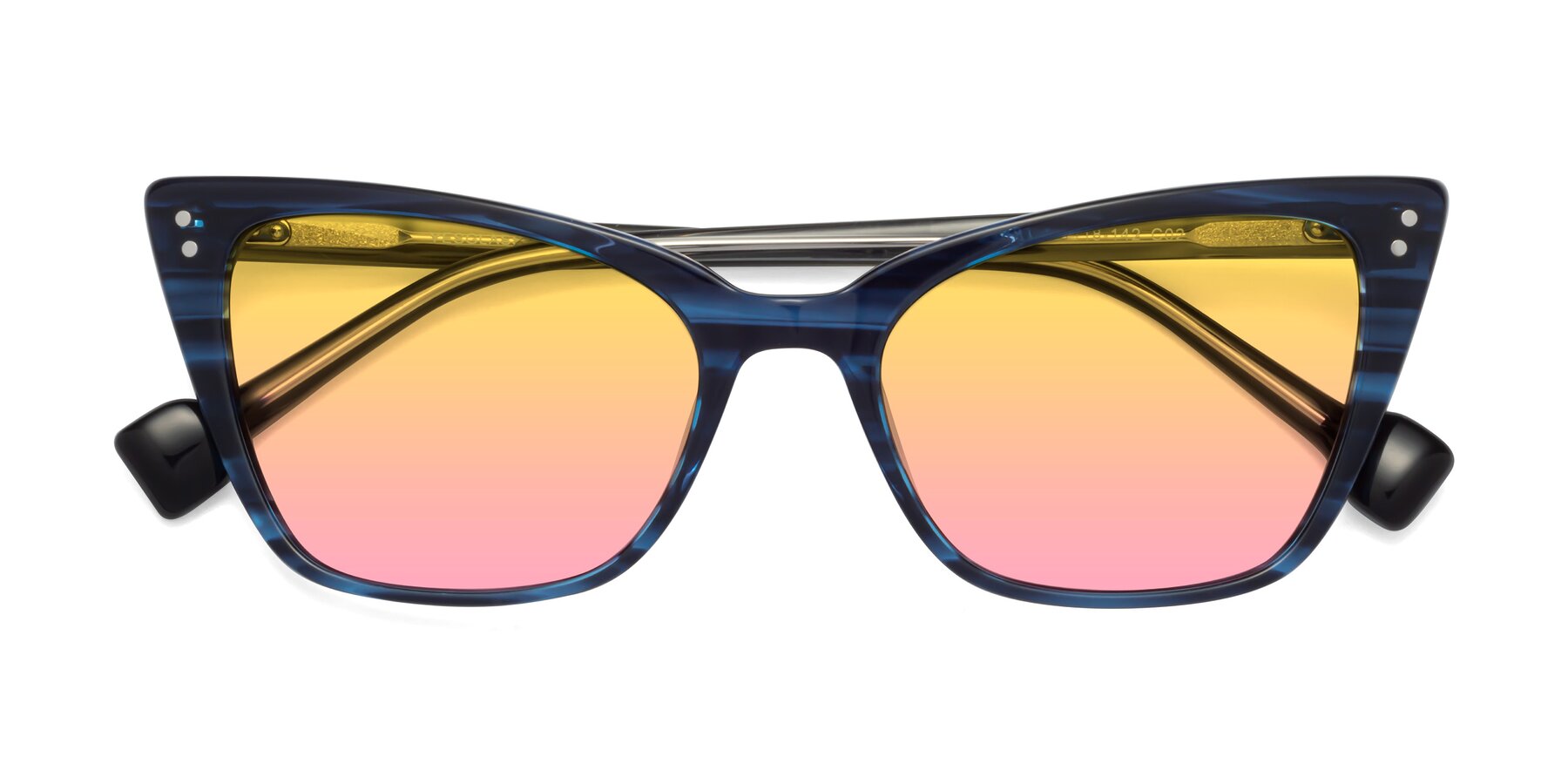 Folded Front of 1491 in Stripe Blue with Yellow / Pink Gradient Lenses