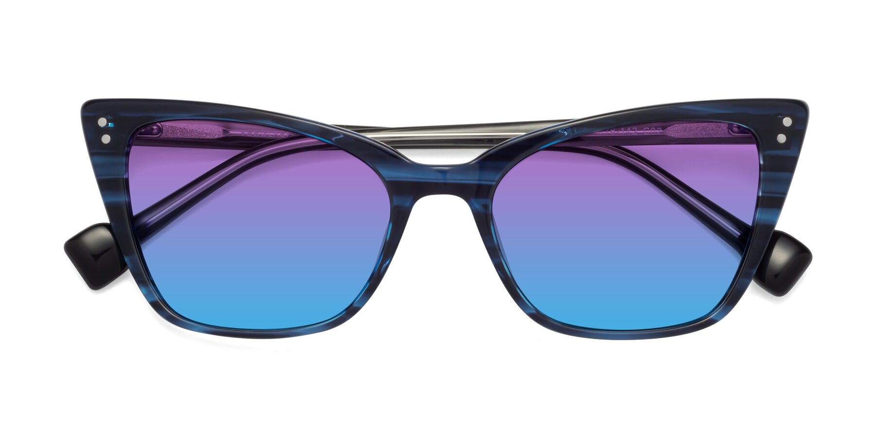 Folded Front of 1491 in Stripe Blue with Purple / Blue Gradient Lenses