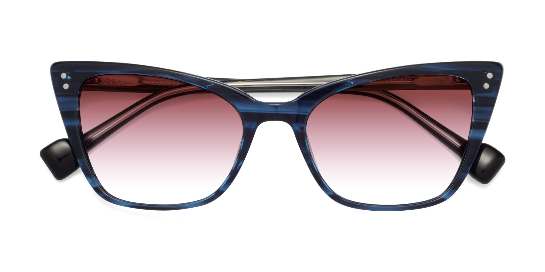 Folded Front of 1491 in Stripe Blue with Garnet Gradient Lenses