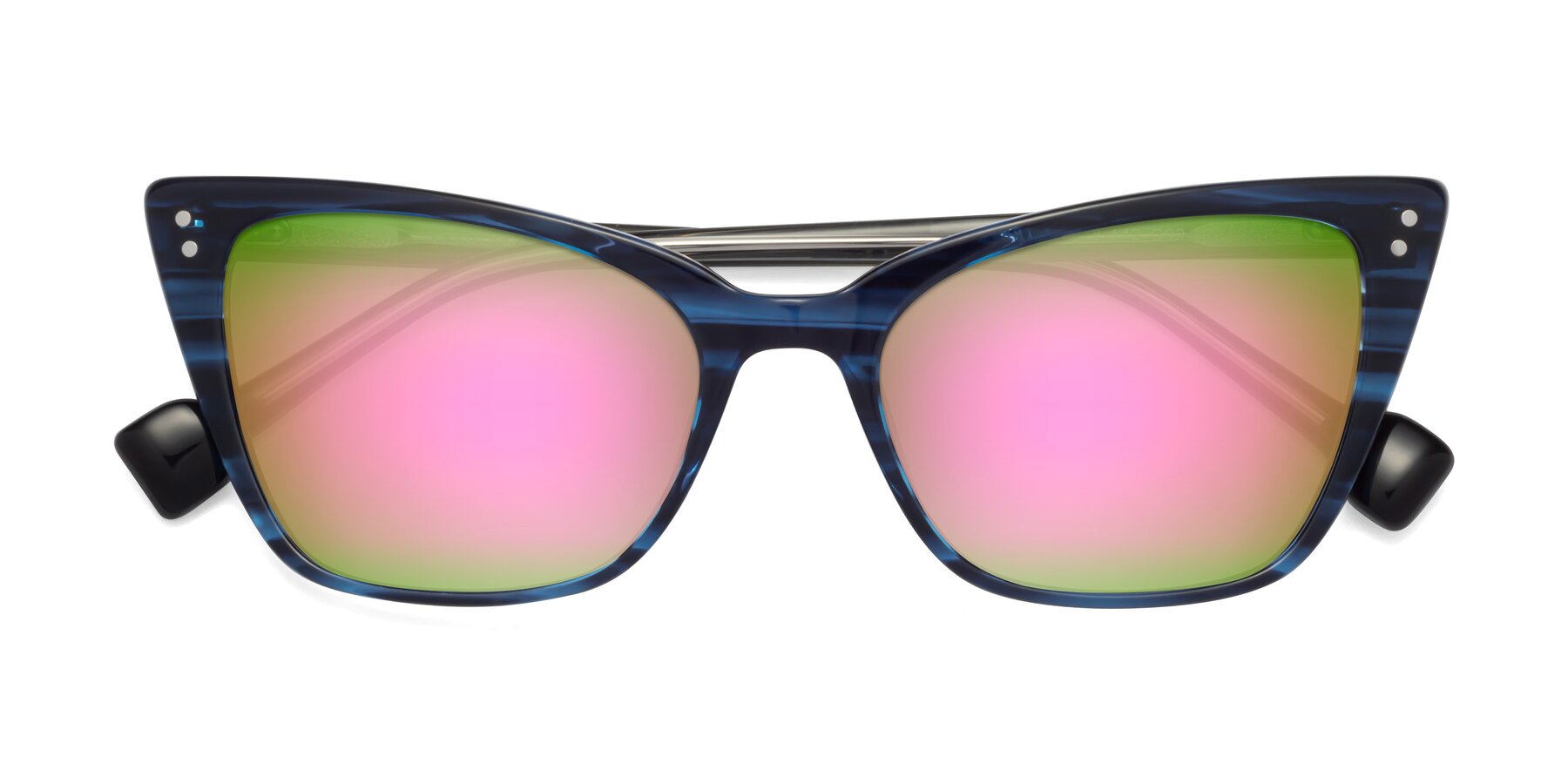 Folded Front of 1491 in Stripe Blue with Pink Mirrored Lenses