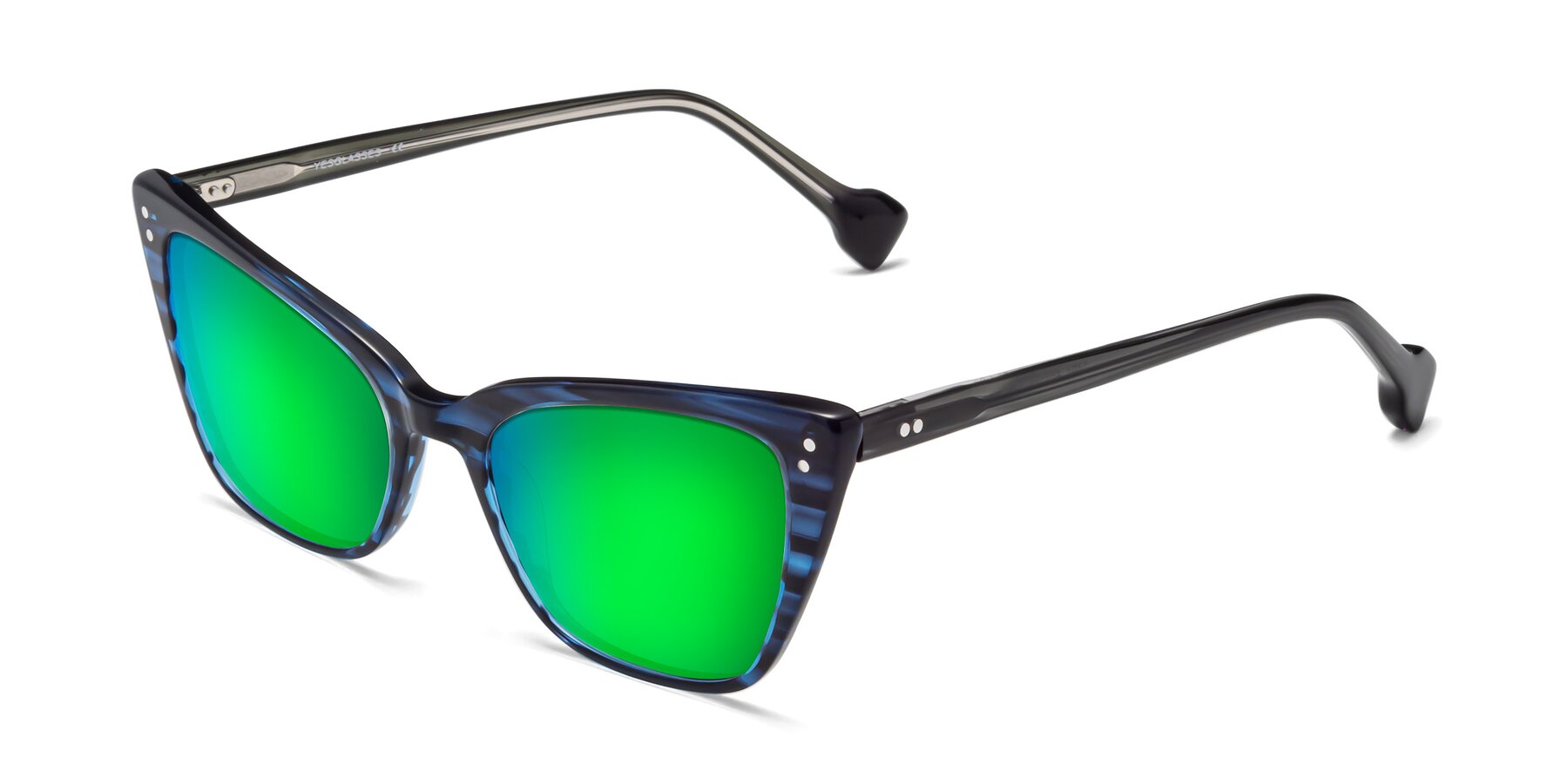 Angle of 1491 in Stripe Blue with Green Mirrored Lenses