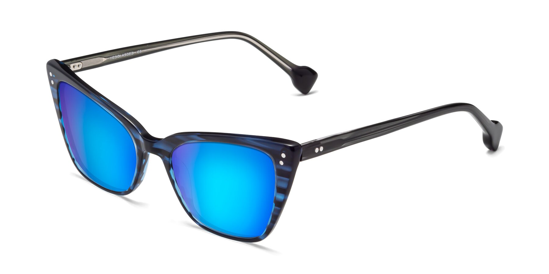Angle of 1491 in Stripe Blue with Blue Mirrored Lenses