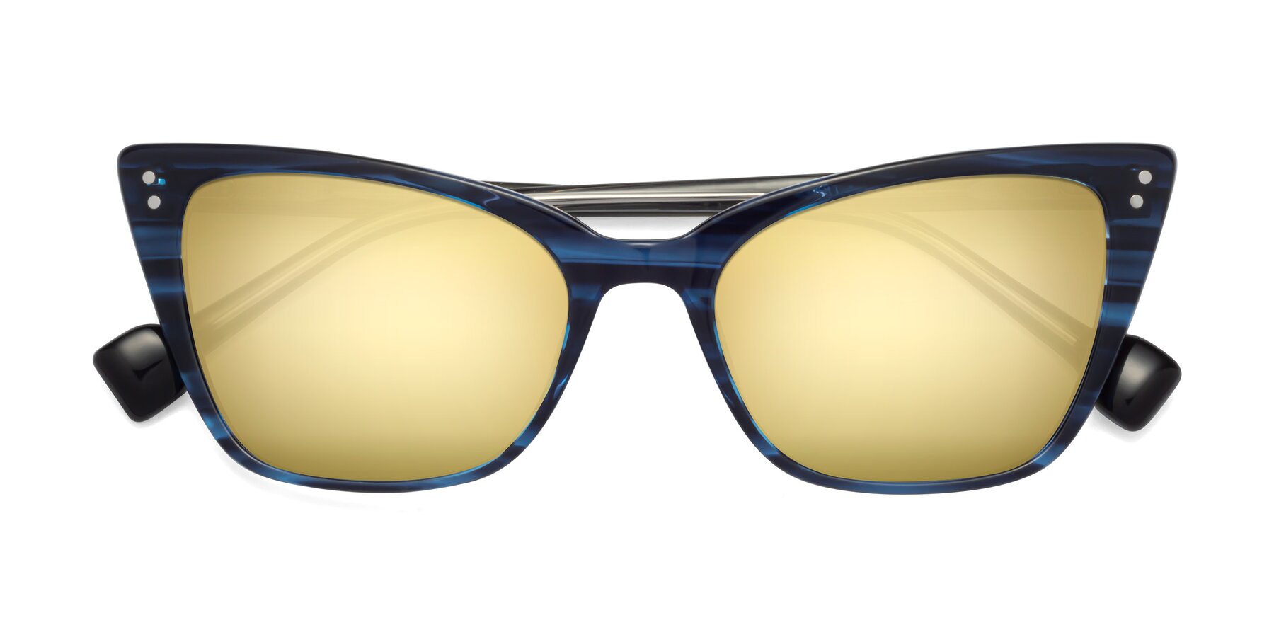 Folded Front of 1491 in Stripe Blue with Gold Mirrored Lenses