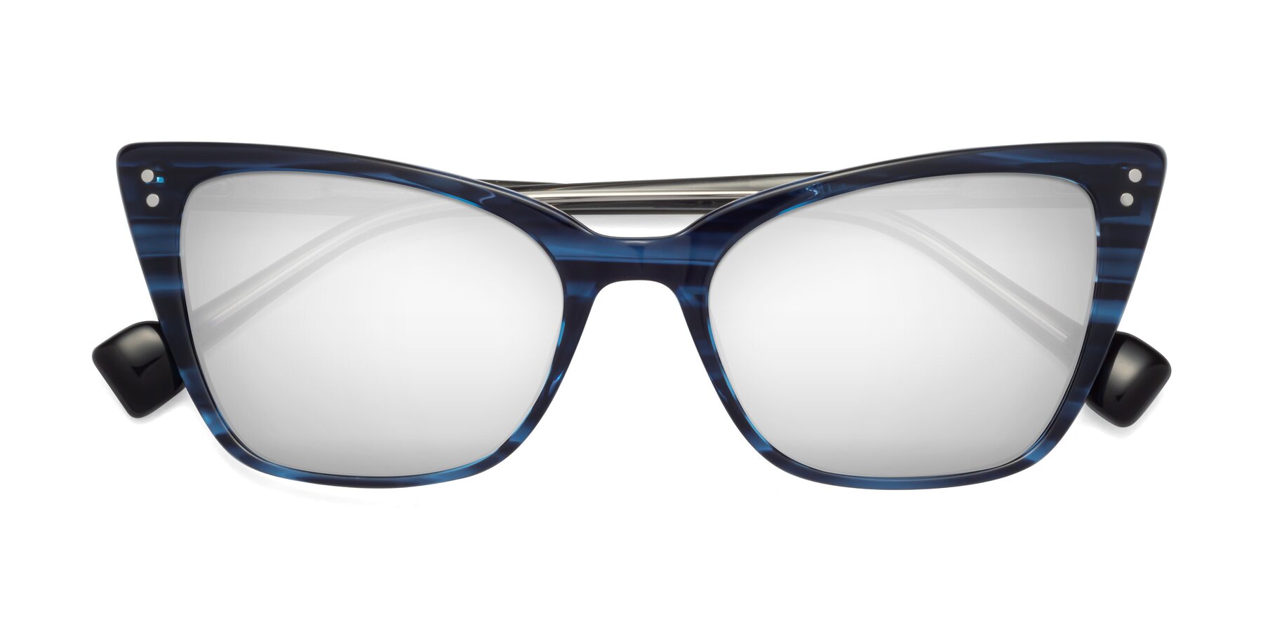 Folded Front of 1491 in Stripe Blue with Silver Mirrored Lenses