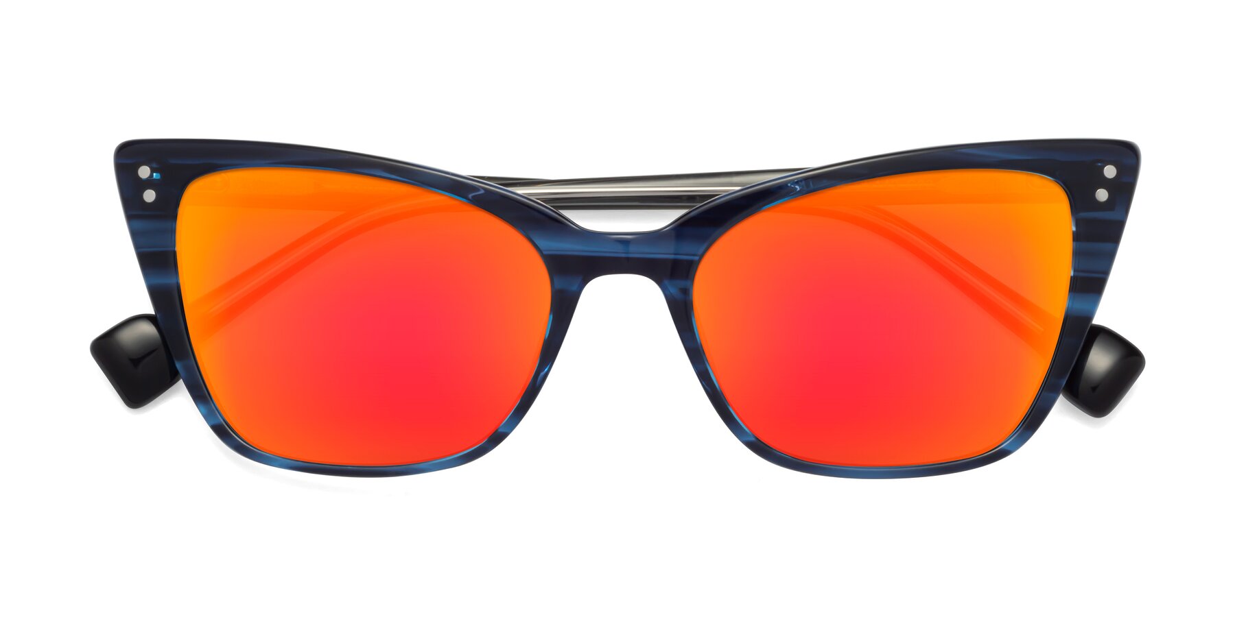Folded Front of 1491 in Stripe Blue with Red Gold Mirrored Lenses