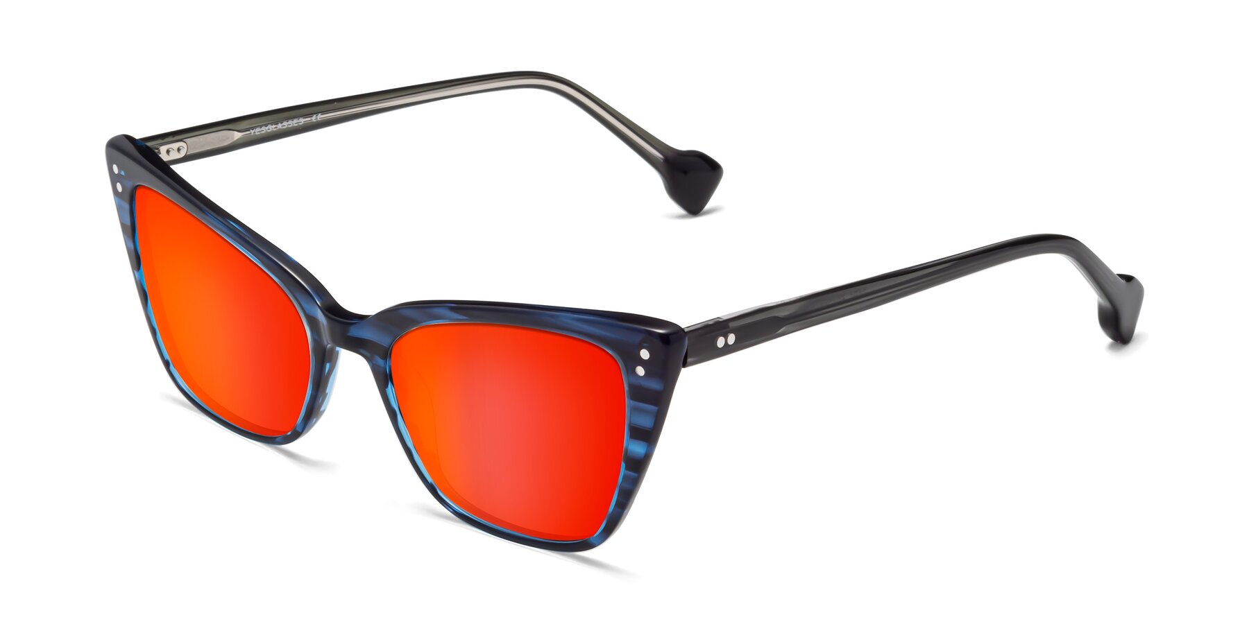 Angle of 1491 in Stripe Blue with Red Gold Mirrored Lenses