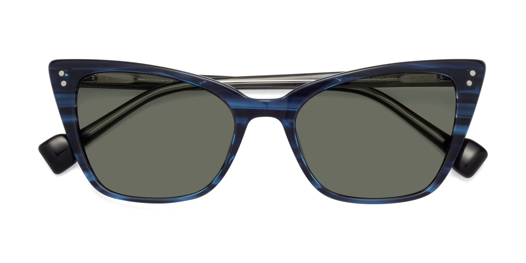 Folded Front of 1491 in Stripe Blue with Gray Polarized Lenses