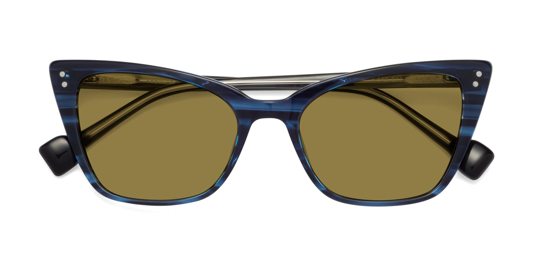 Folded Front of 1491 in Stripe Blue with Brown Polarized Lenses