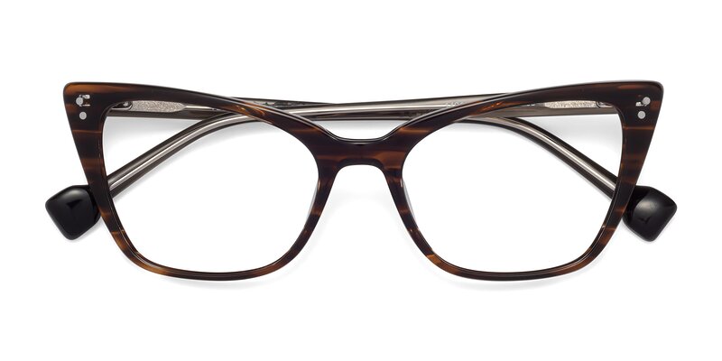 1491 - Stripe Brown Eyeglasses
