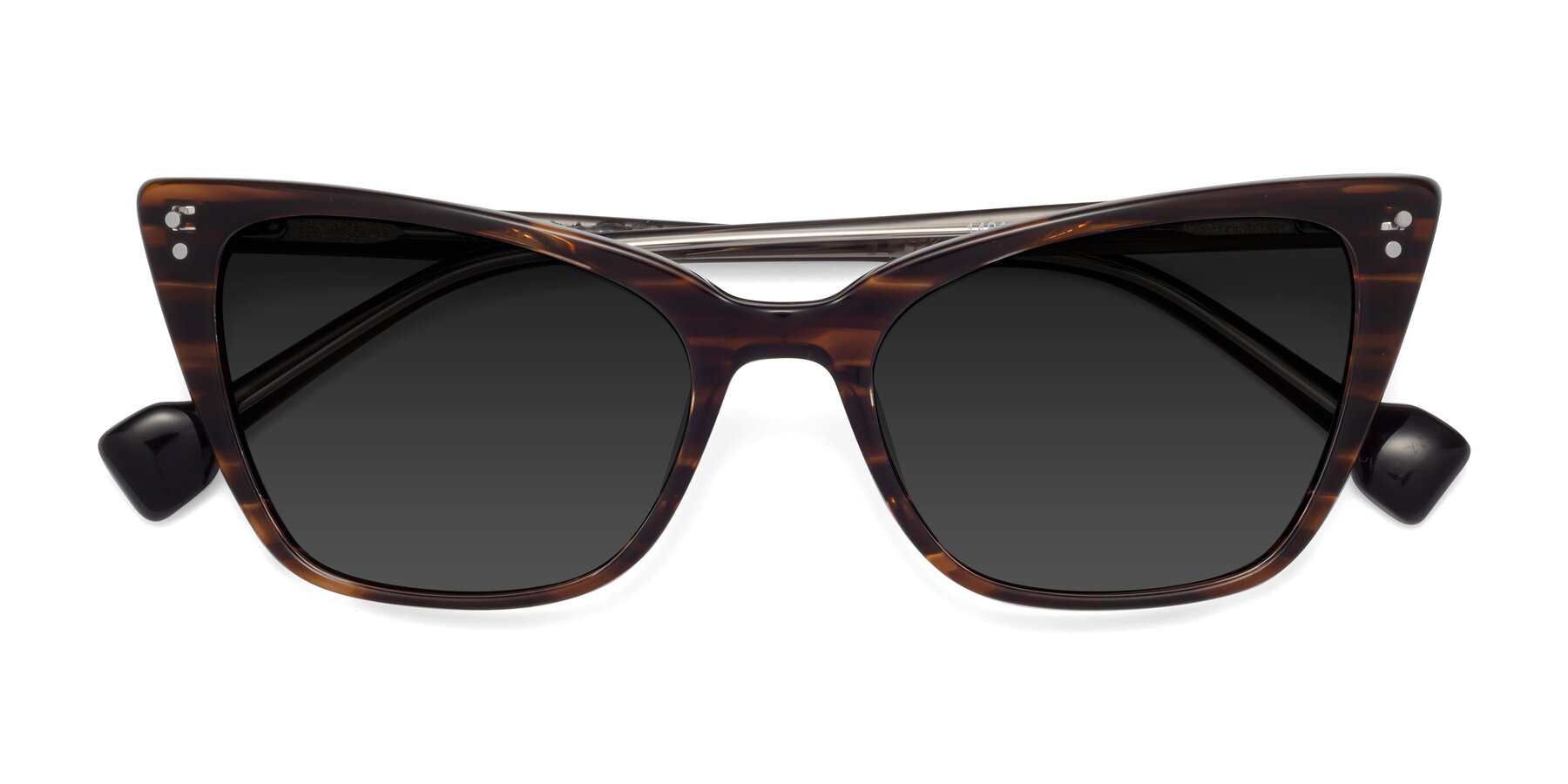 Folded Front of 1491 in Stripe Brown with Gray Polarized TAC Lenses