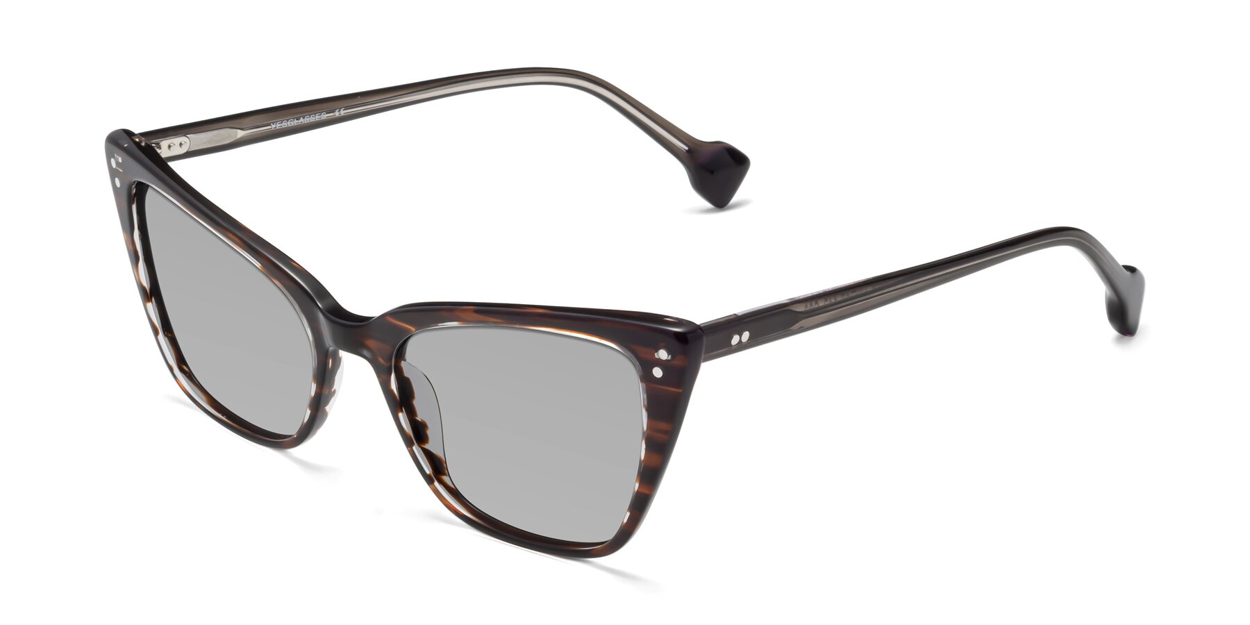 Angle of 1491 in Stripe Brown with Light Gray Tinted Lenses