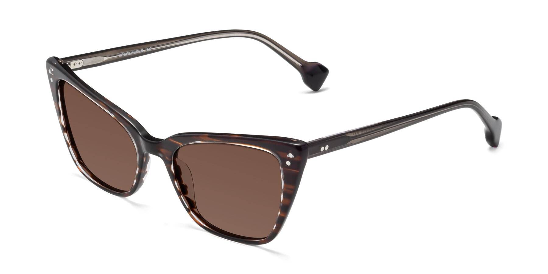 Angle of 1491 in Stripe Brown with Brown Tinted Lenses