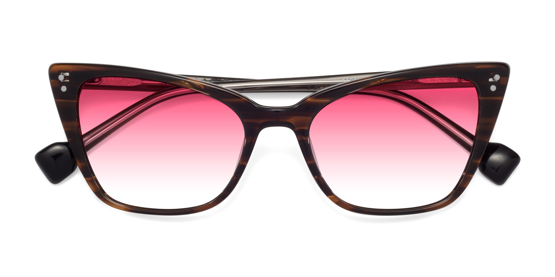 Folded Front of 1491 in Stripe Brown with Pink Gradient Lenses