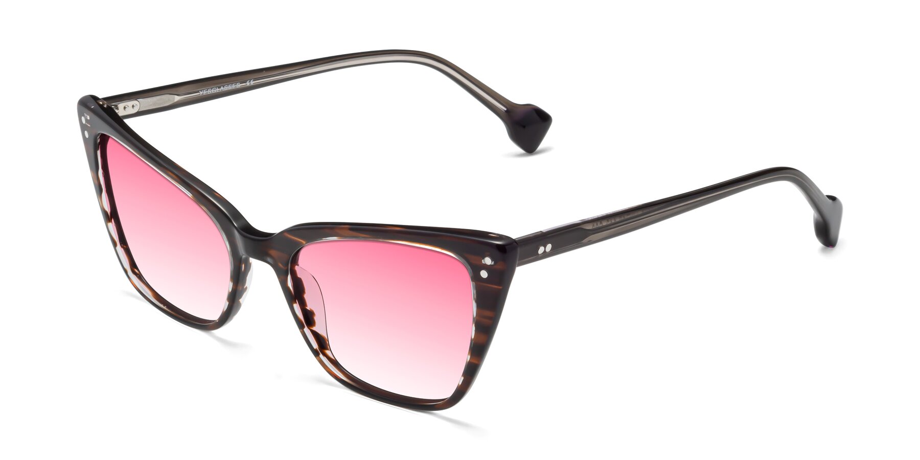 Angle of 1491 in Stripe Brown with Pink Gradient Lenses