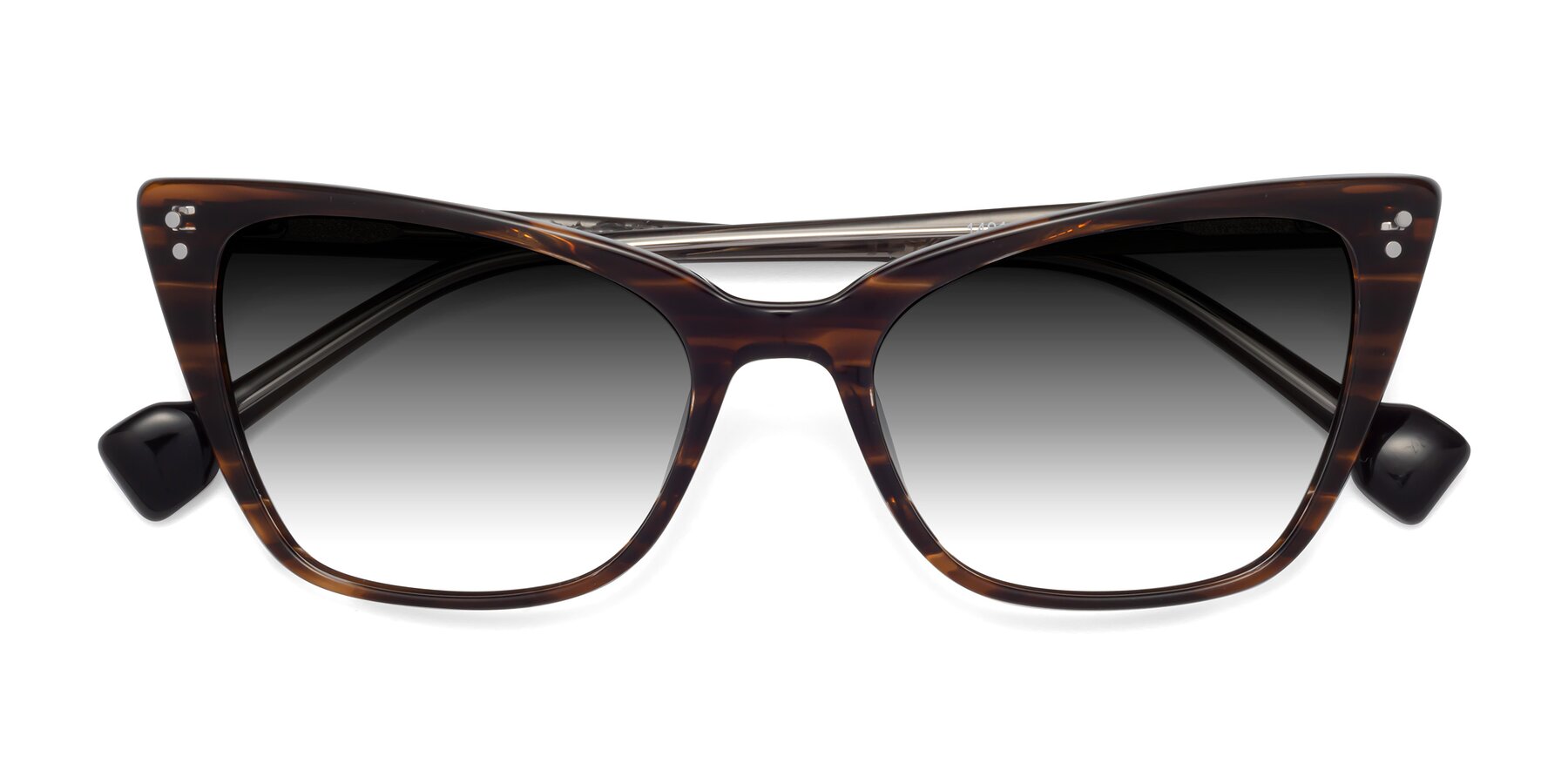 Folded Front of 1491 in Stripe Brown with Gray Gradient Lenses