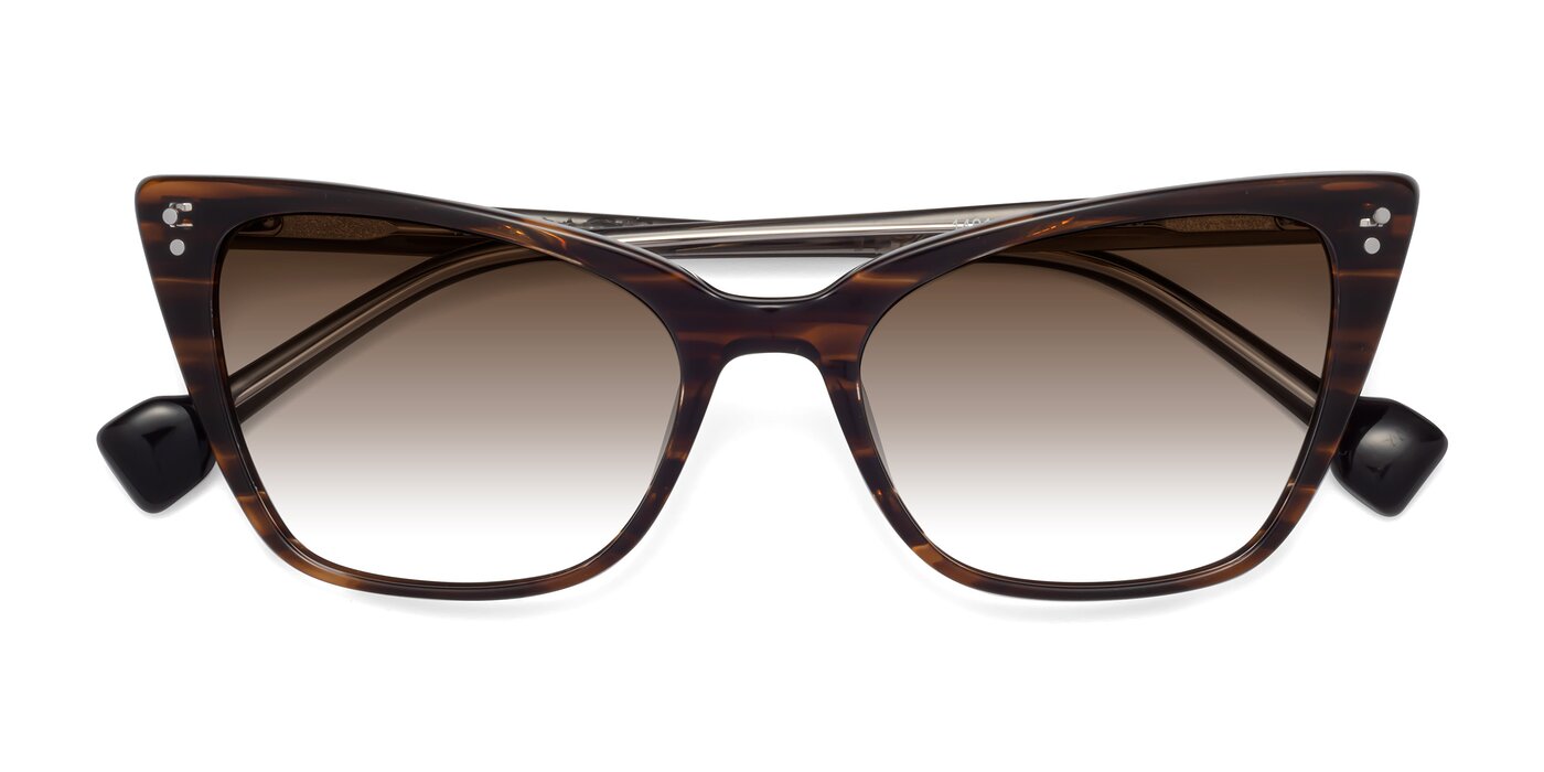 1491 - Stripe Brown Gradient Sunglasses