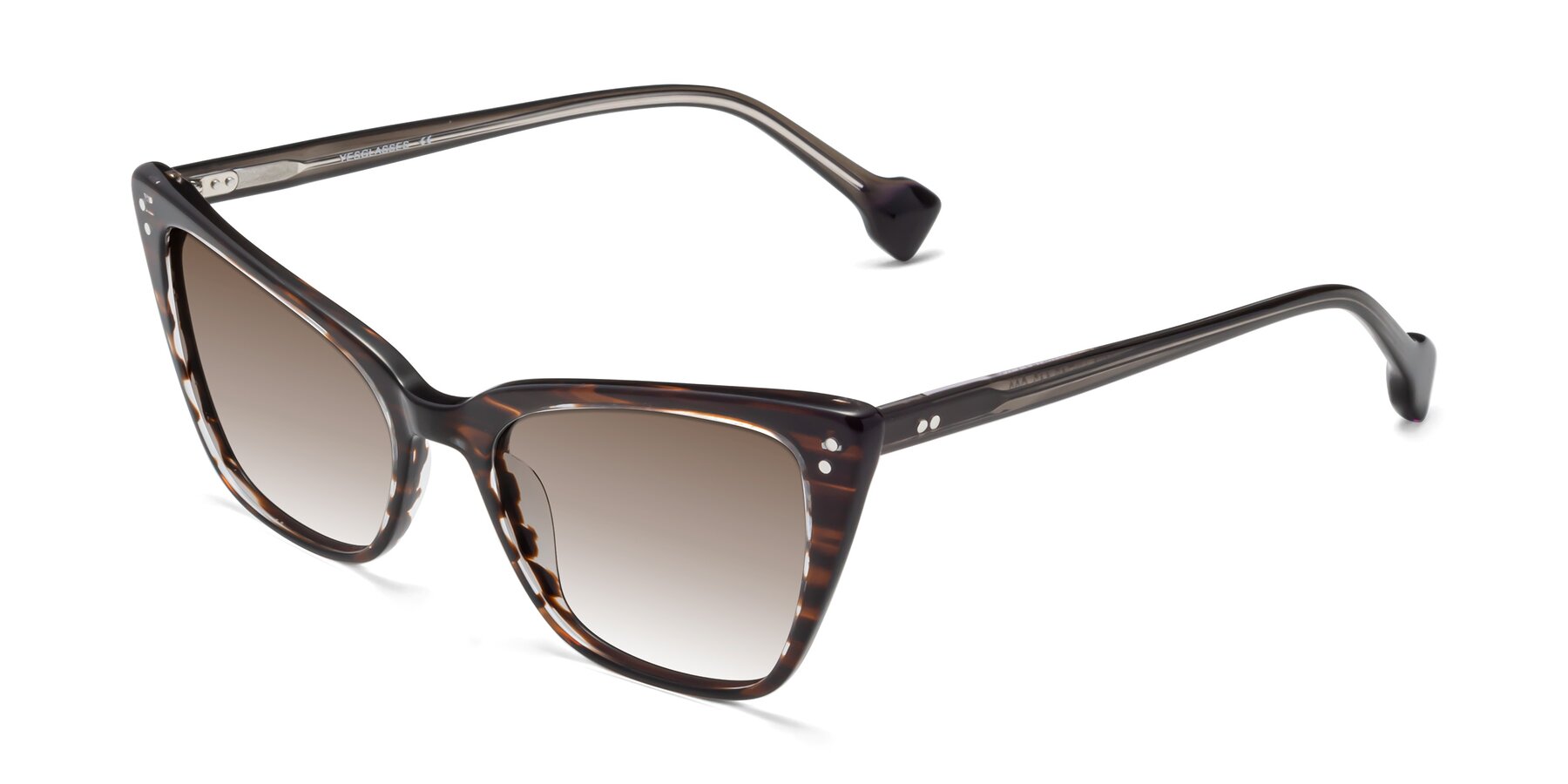 Angle of 1491 in Stripe Brown with Brown Gradient Lenses