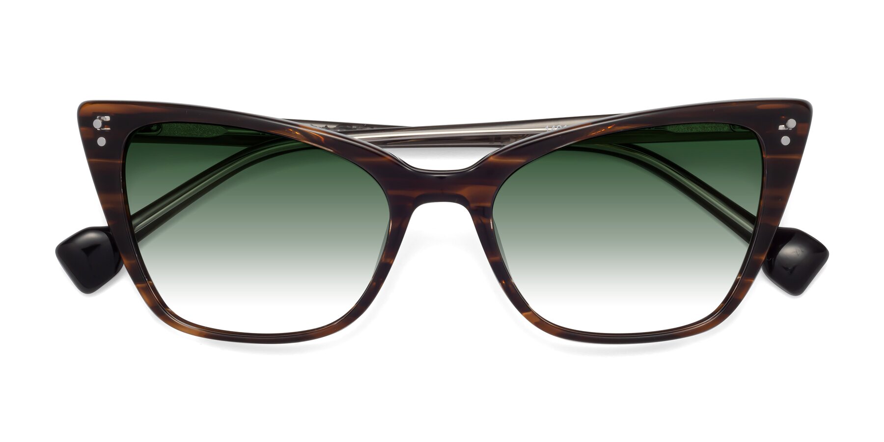 Folded Front of 1491 in Stripe Brown with Green Gradient Lenses