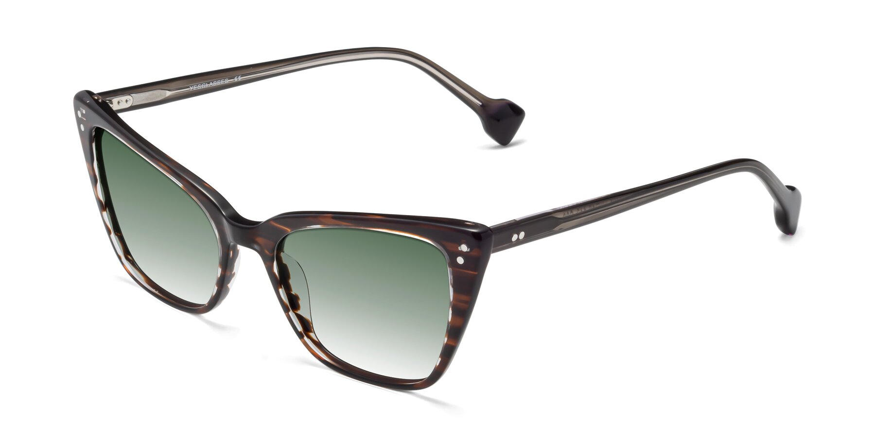 Angle of 1491 in Stripe Brown with Green Gradient Lenses