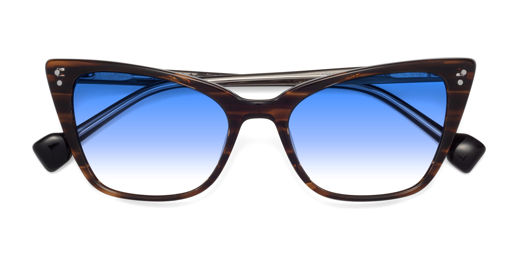 Folded Front of 1491 in Stripe Brown with Blue Gradient Lenses