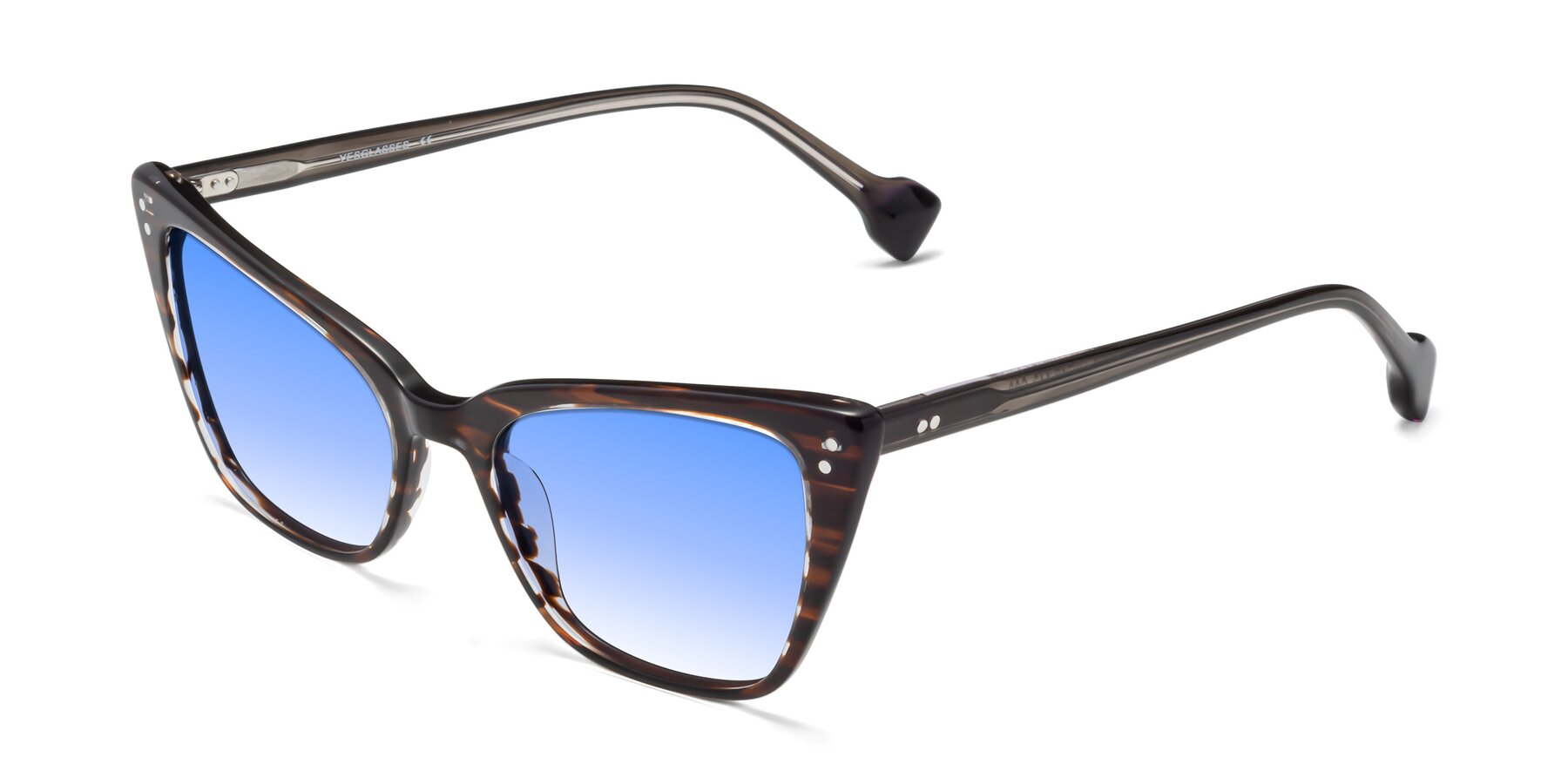 Angle of 1491 in Stripe Brown with Blue Gradient Lenses