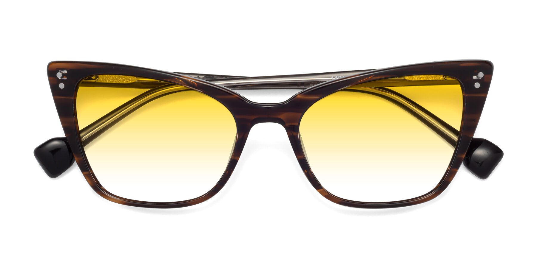 Folded Front of 1491 in Stripe Brown with Yellow Gradient Lenses