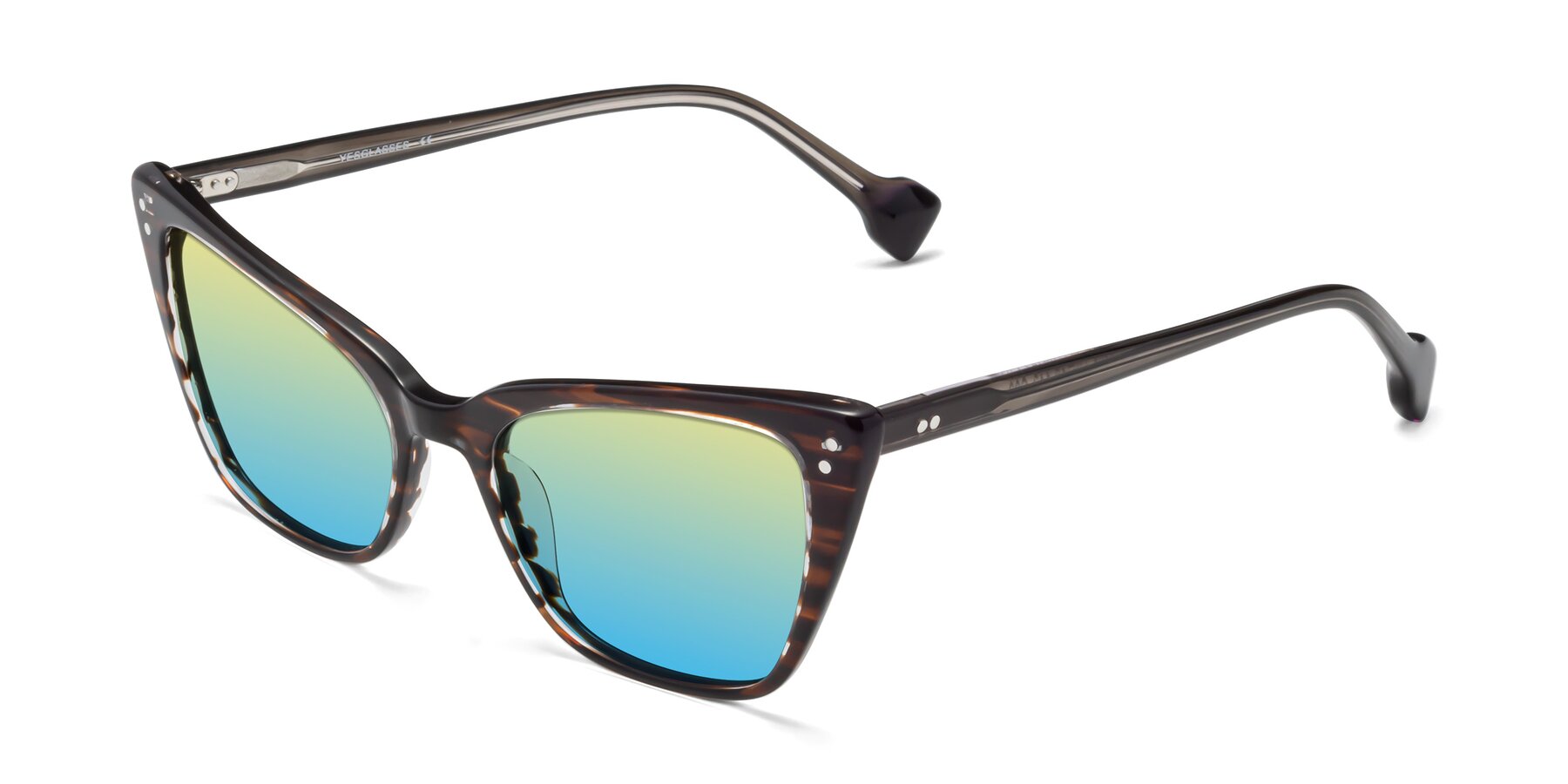Angle of 1491 in Stripe Brown with Yellow / Blue Gradient Lenses