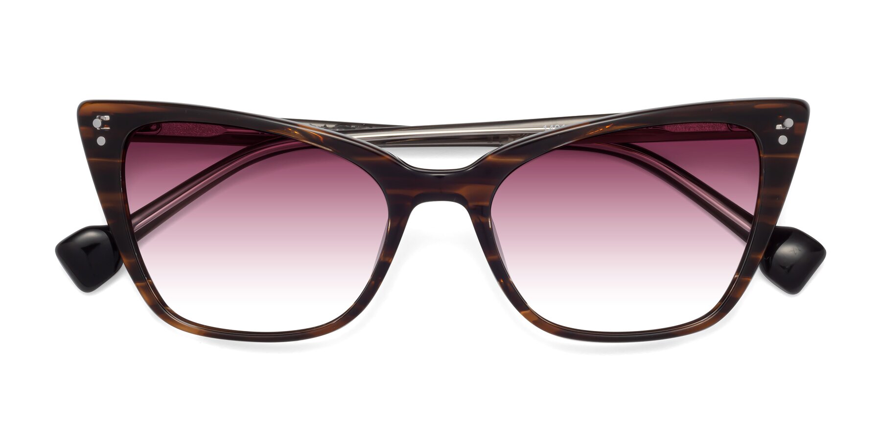 Folded Front of 1491 in Stripe Brown with Wine Gradient Lenses