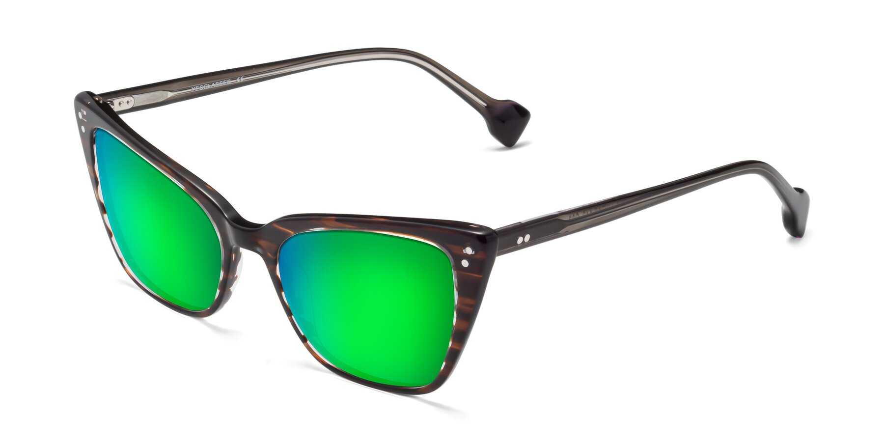 Angle of 1491 in Stripe Brown with Green Mirrored Lenses