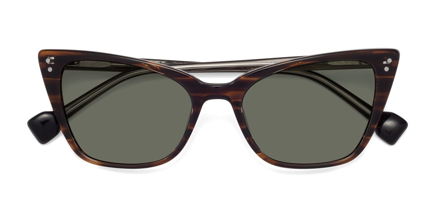 1491 - Stripe Brown Polarized Sunglasses