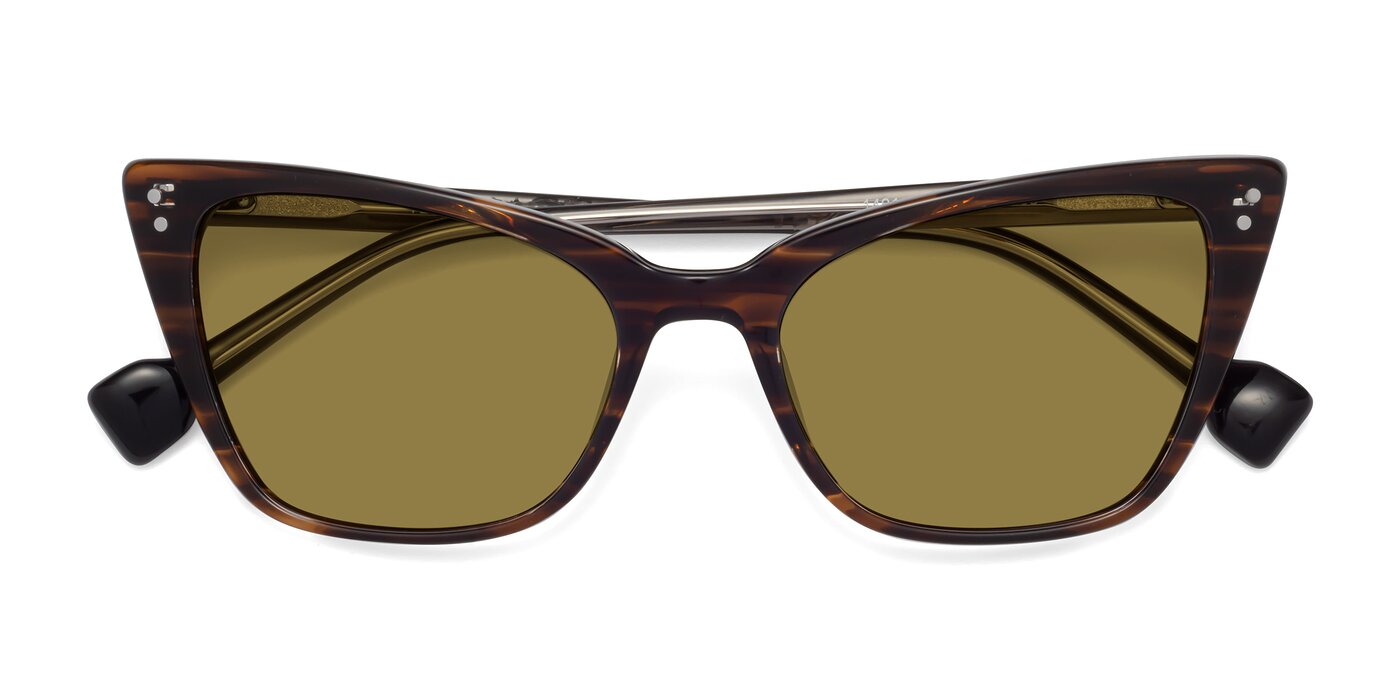 1491 - Stripe Brown Polarized Sunglasses
