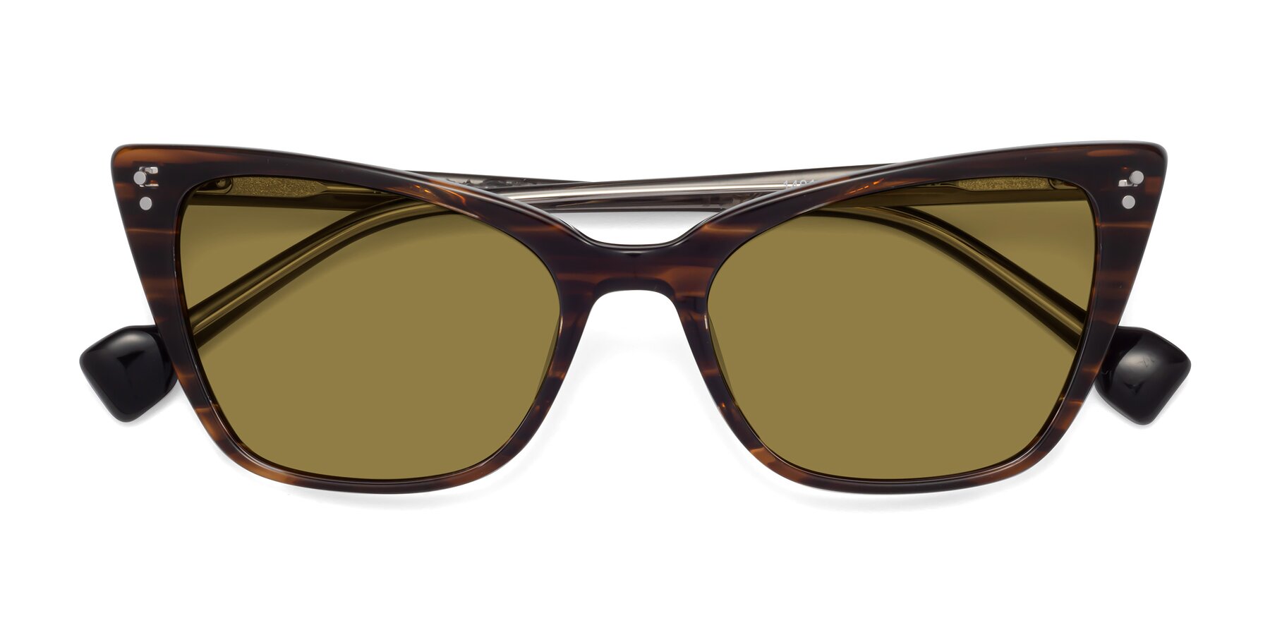Folded Front of 1491 in Stripe Brown with Brown Polarized Lenses