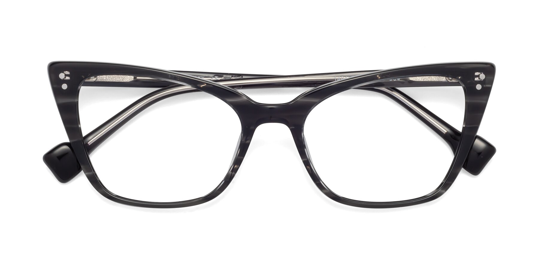 Folded Front of 1491 in Stripe Gray with Clear Reading Eyeglass Lenses