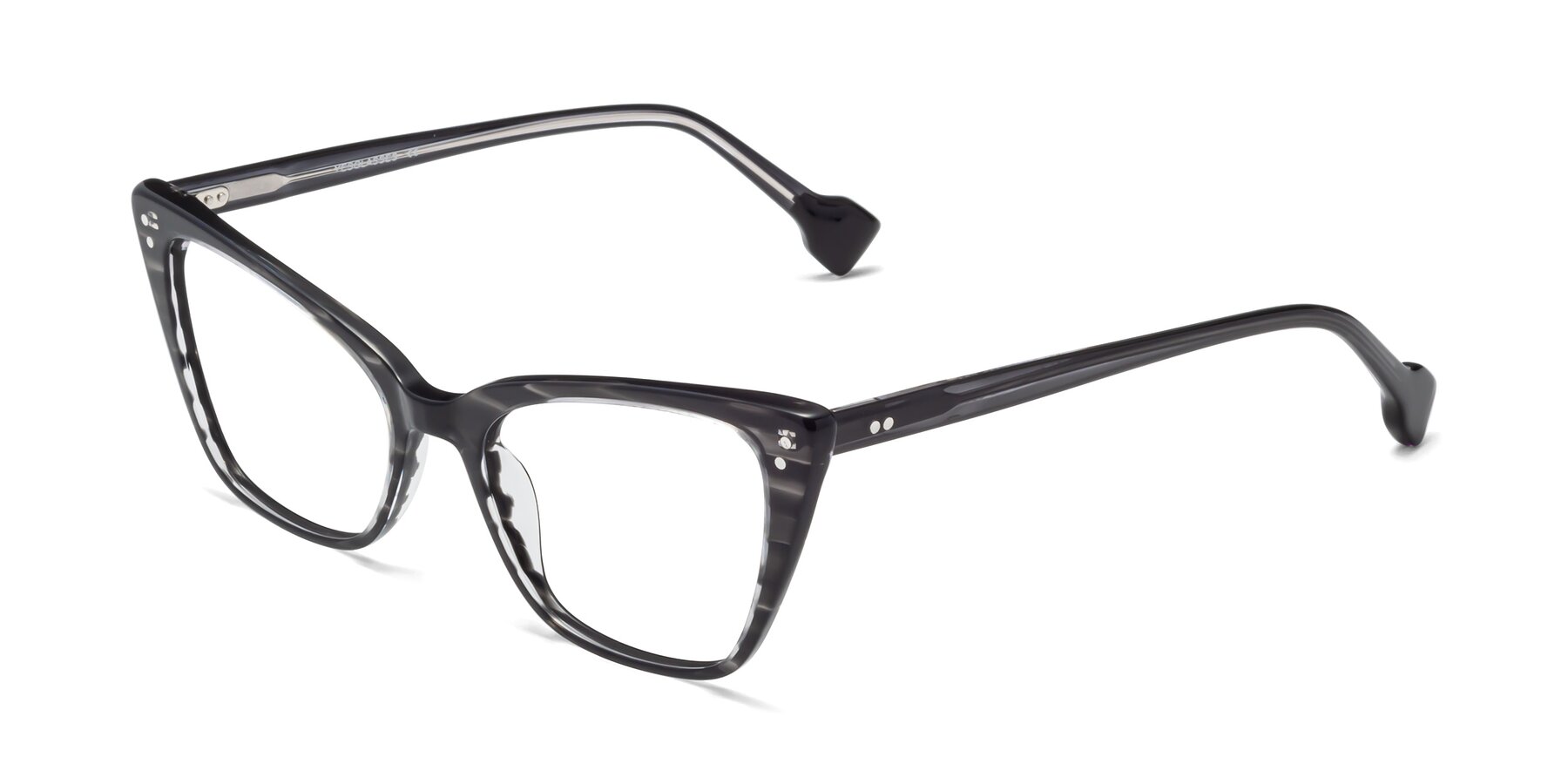 Angle of 1491 in Stripe Gray with Clear Reading Eyeglass Lenses