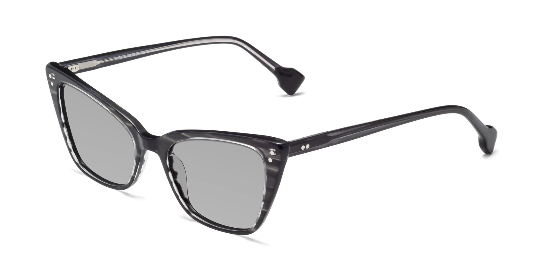 Angle of 1491 in Stripe Gray with Light Gray Tinted Lenses