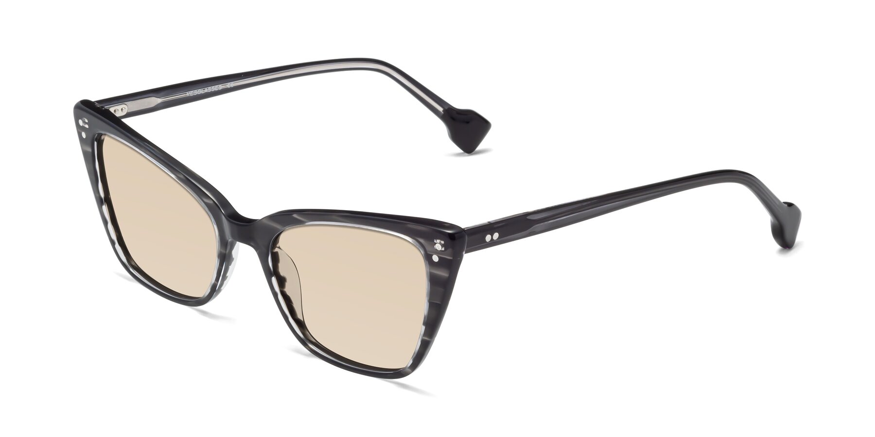 Angle of 1491 in Stripe Gray with Light Brown Tinted Lenses