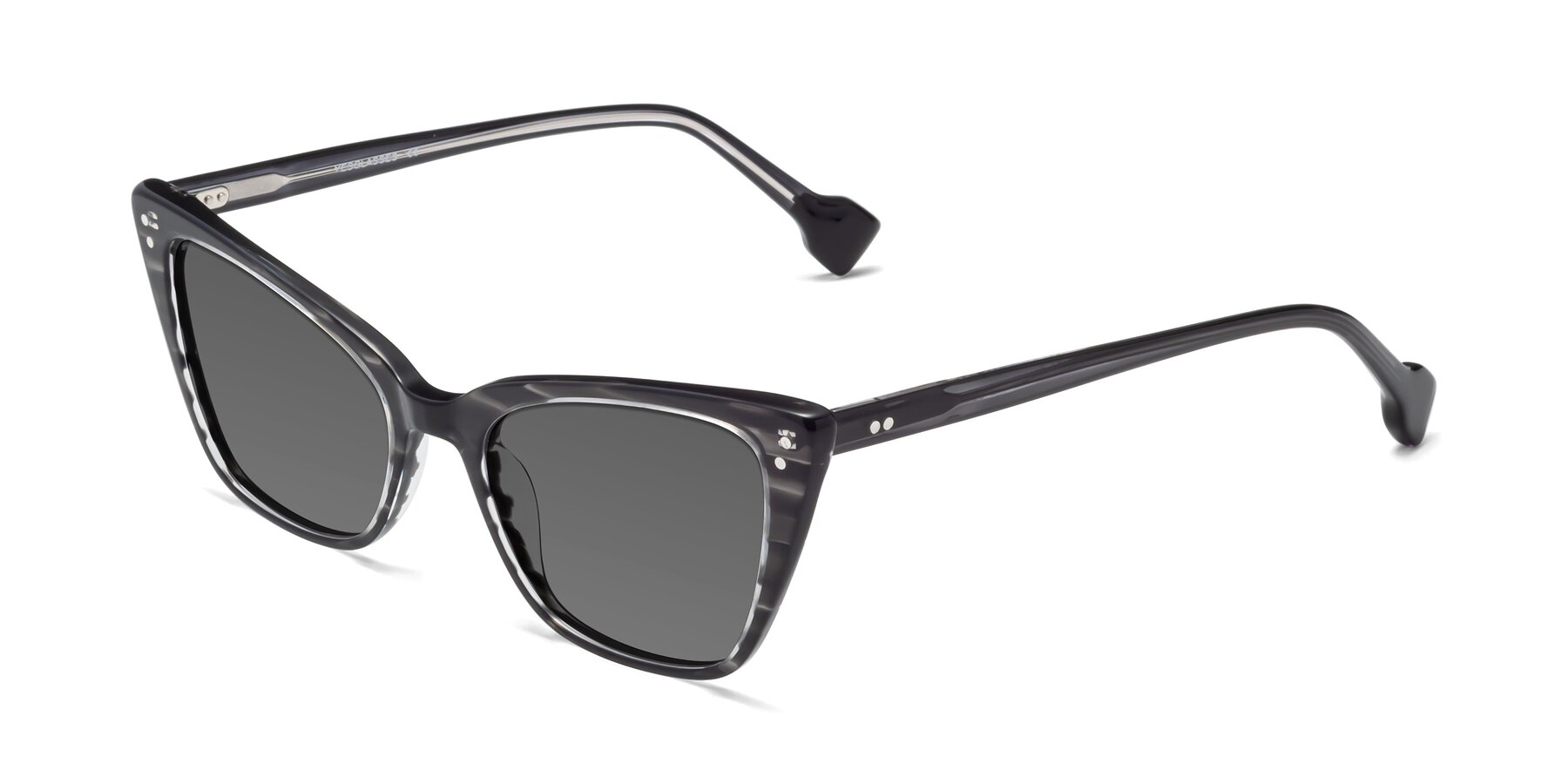 Angle of 1491 in Stripe Gray with Medium Gray Tinted Lenses