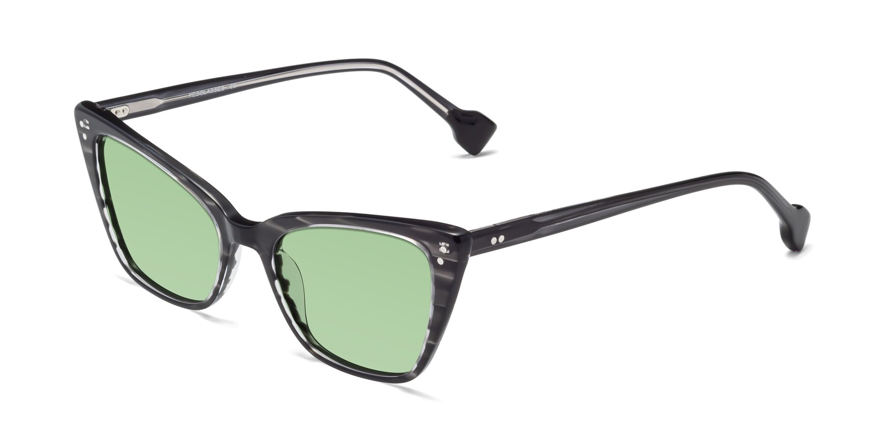 Angle of 1491 in Stripe Gray with Medium Green Tinted Lenses