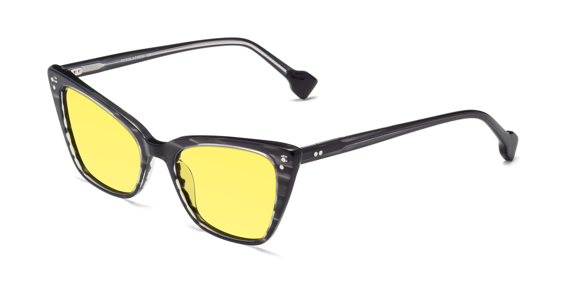 Angle of 1491 in Stripe Gray with Medium Yellow Tinted Lenses