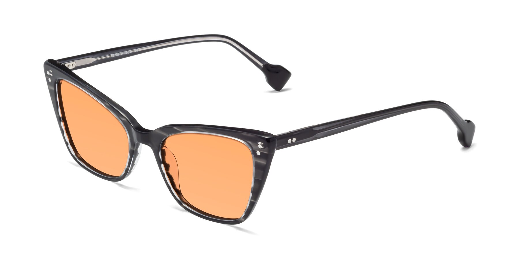 Angle of 1491 in Stripe Gray with Medium Orange Tinted Lenses