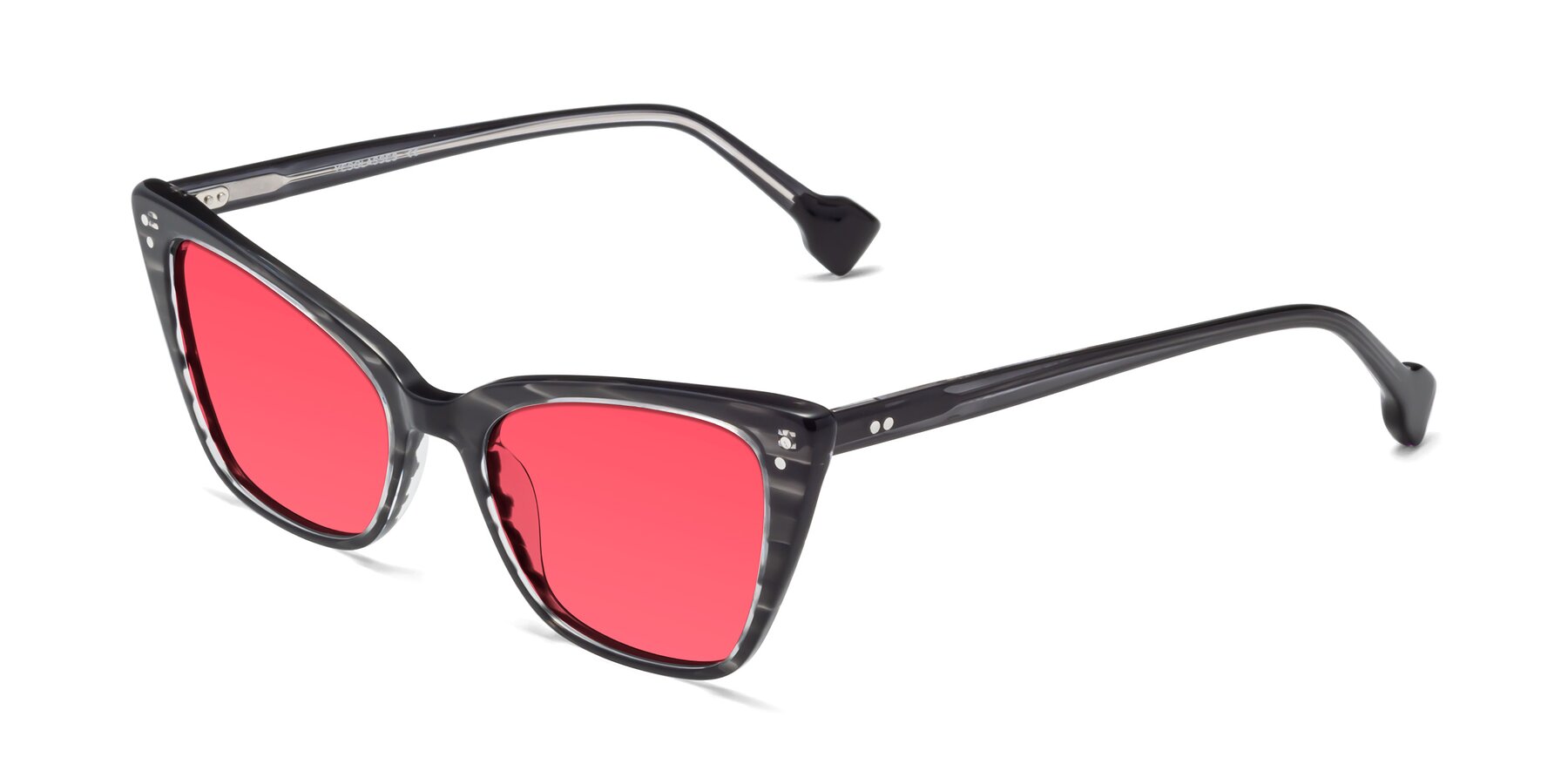 Angle of 1491 in Stripe Gray with Red Tinted Lenses