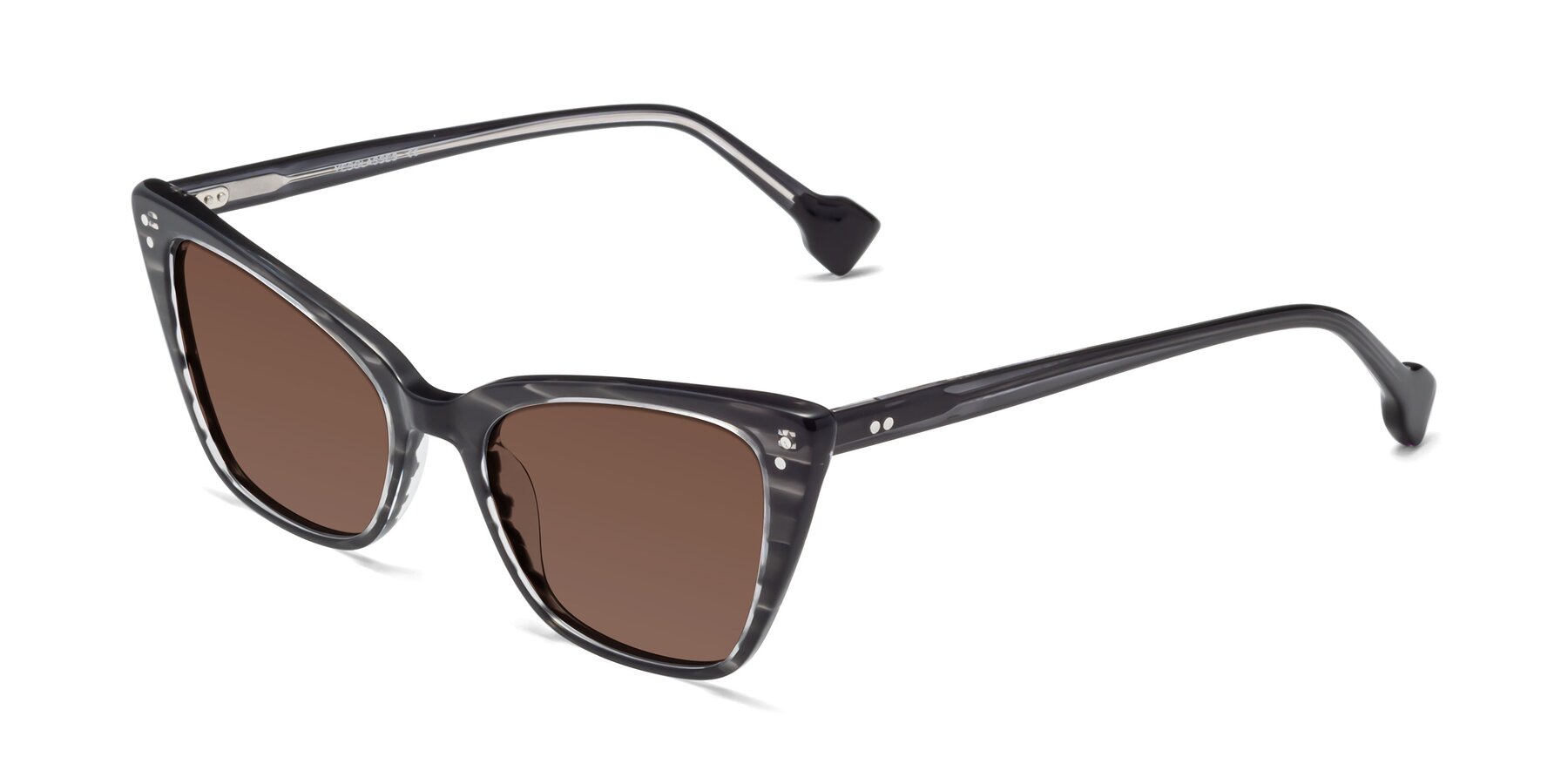 Angle of 1491 in Stripe Gray with Brown Tinted Lenses