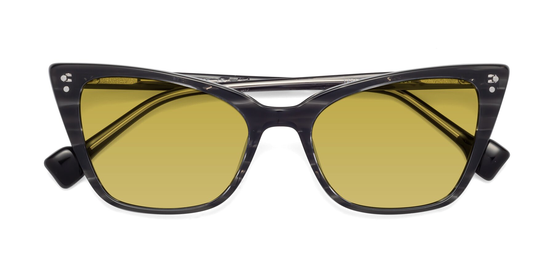 Folded Front of 1491 in Stripe Gray with Champagne Tinted Lenses